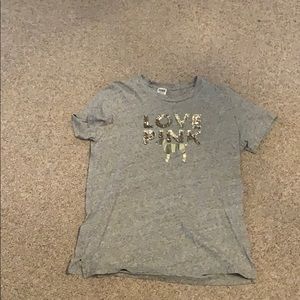 Gray and gold pink tee shirt